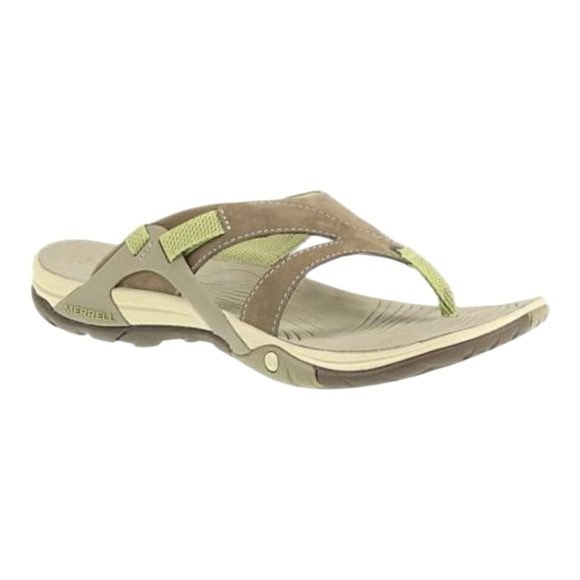 Merrell Azura Flip Flop Thong Performance Comfort Sandal Otter/Green Women’s 10 - Picture 1 of 6